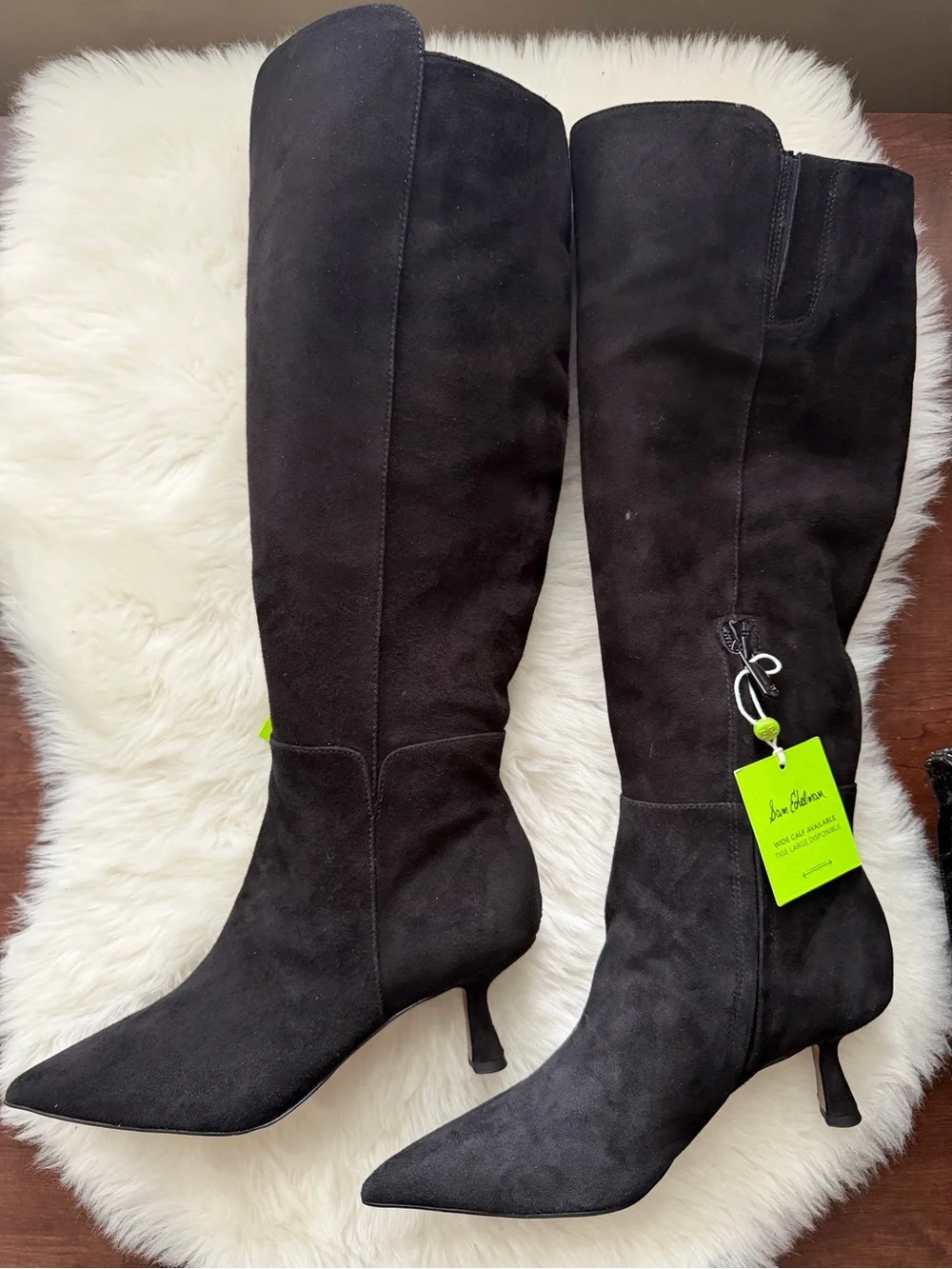 New! Sam Edelman Black Suede Over-the-Knee Pointed-Toe Boots